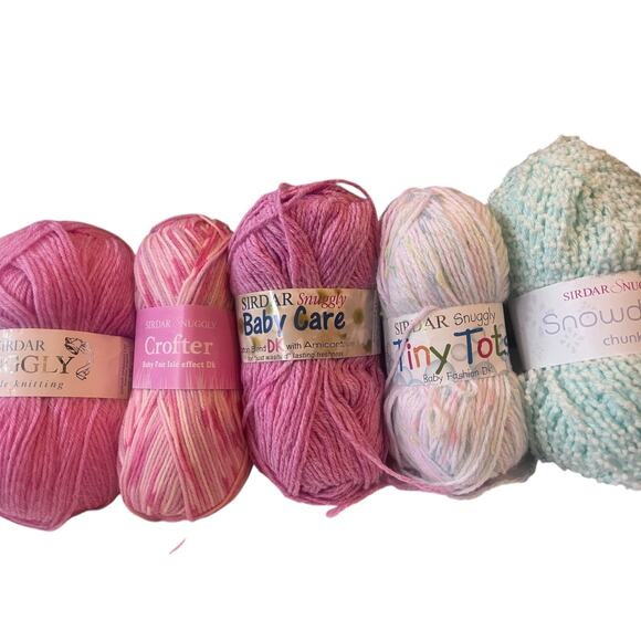 5 skeins assorted Sirdar Snuggly Baby Soft Yarn | Pink, White, Green - Picture 5 of 5